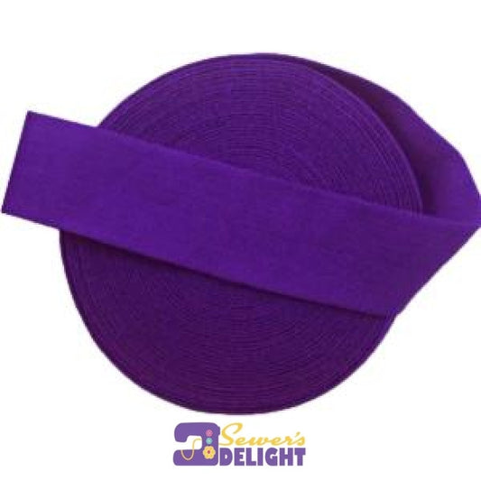 20Mm (3/4) Solid Matte Fold Over Elastic - Bright Purple Bag Supplies