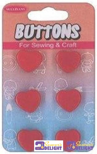 Buttons Kids Red Hearts