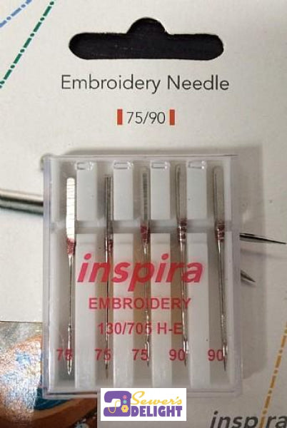 Inspira Needles Embroidery 75&90 5Pk Pins &